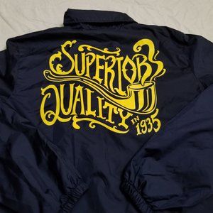 Ben Davis Coach Jacket Windbreaker Blue Yellow Logo Spellout Coaches Medium